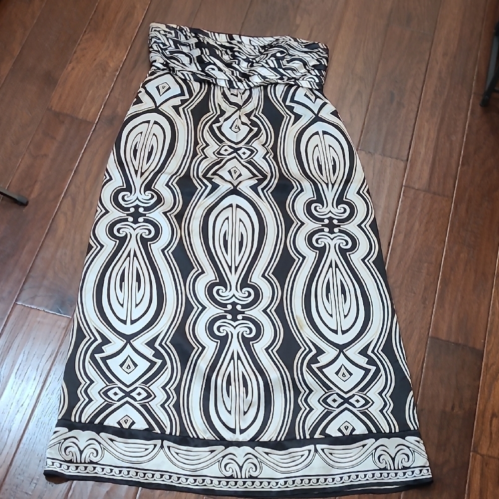White House Black Market Strapless 100% Silk Maxi Dress size 14